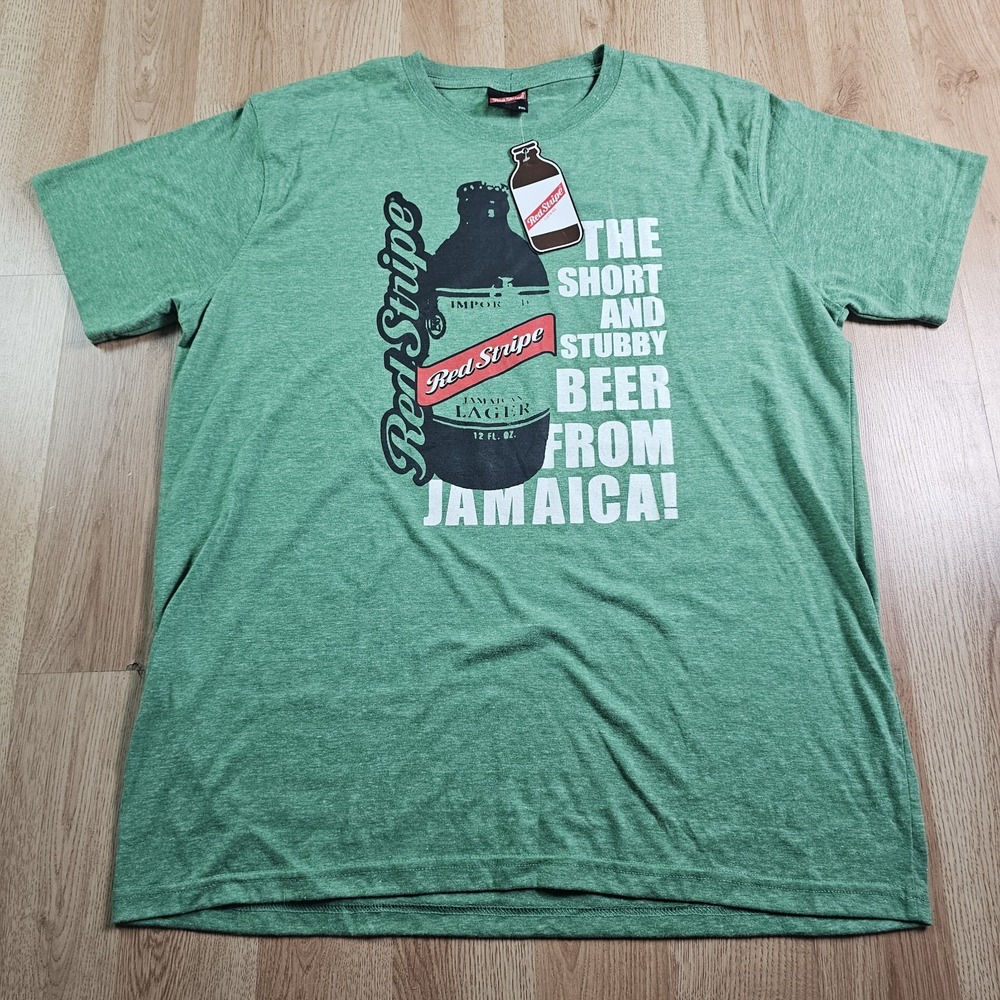 Red Stripe T-Shirt Mens 2XL Green Cool Since 1928 Graphic Beer Brew NWT